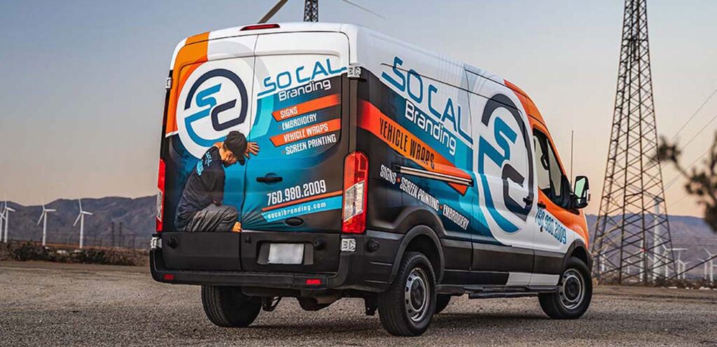 So Cal Branding delivery and install van with full Vehicle Wraps